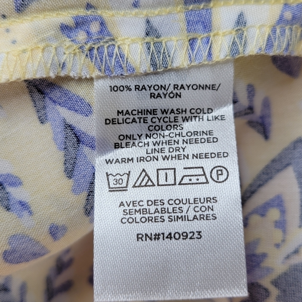 Loft Outlet Shift Dress Size 14 Yellow Blue Floral Button Front Belted Summer - Picture 8 of 12
